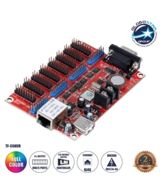 GloboStar® TF-C6NUR 90386 LED Receiving Card 8 x HUB75 - Κάρτα Καναλιών για Ψηφιακές Οθόνες LED Video Wall Single Color W2048 x H64 & W1024 x H128 - Double Color W1024 x H64 - W512 x H128 - Gigabit Network Linkable - DC 3.5~6V - IP20 Μ11.7 x Π7.8 x Υ1.6cm